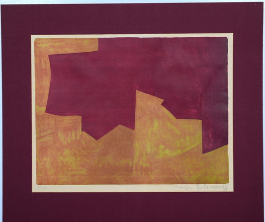 Orange And Bordeaux Composition - Original Lithograph by Serge Poliakoff - 1963 1963