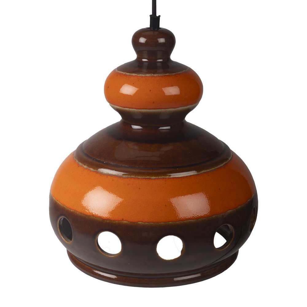 Orange and Brown Ceramic Pendant Lamp