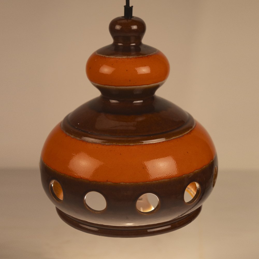 Orange and Brown Ceramic Pendant Lamp