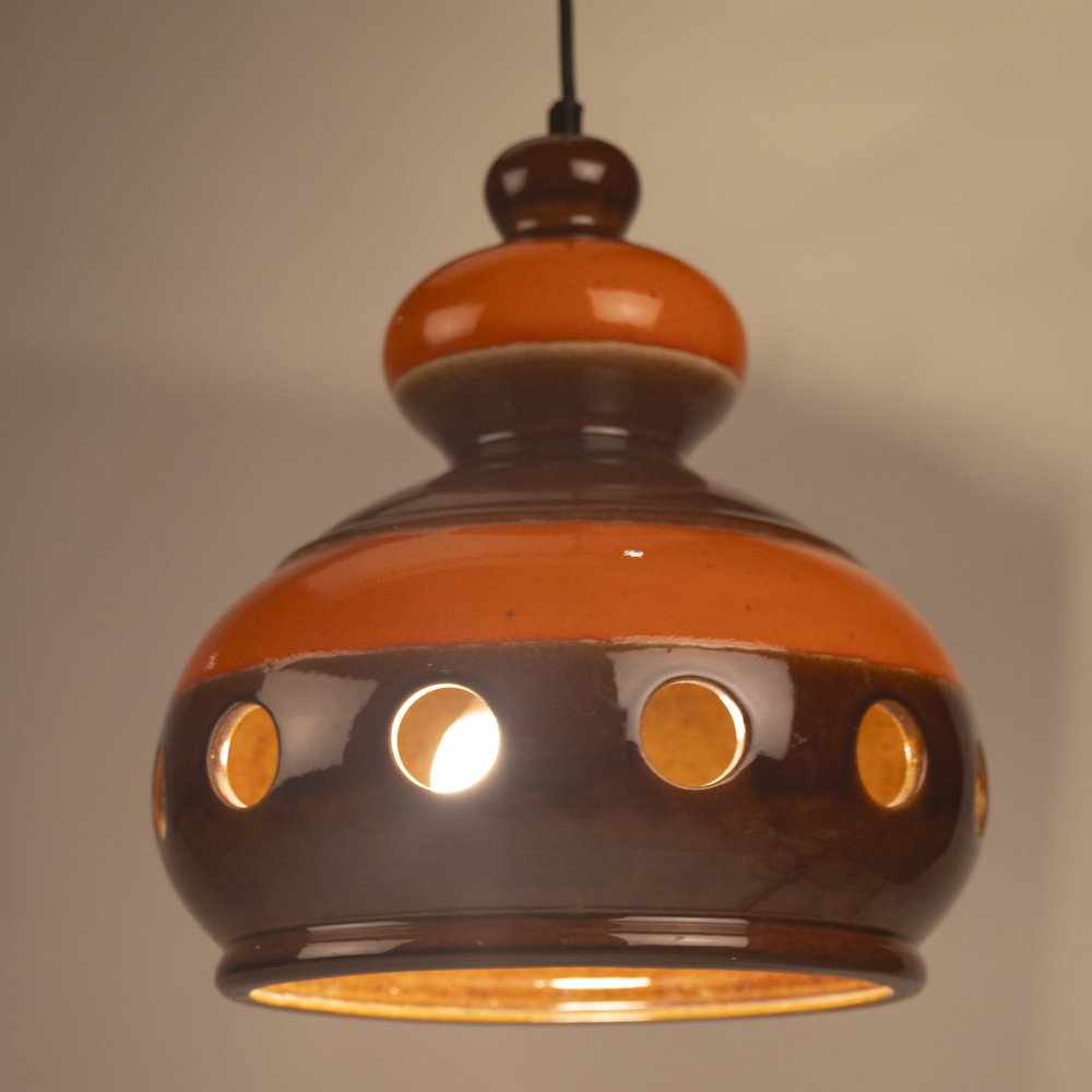 Orange and Brown Ceramic Pendant Lamp