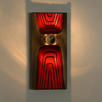 Orange and Brown Ceramic Wall Light, Germany, 1970s-VDW-1704091