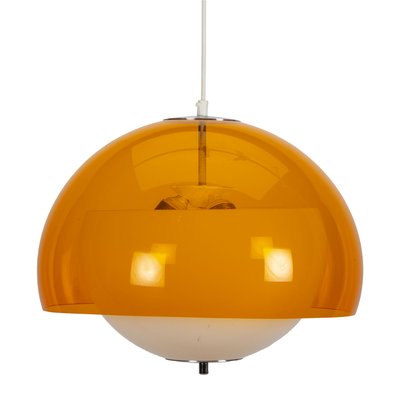 Orange and White Ball Pendant Lamp, 1970s-XMR-1784033