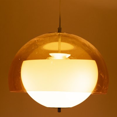 Orange and White Ball Pendant Lamp, 1970s-XMR-1784033