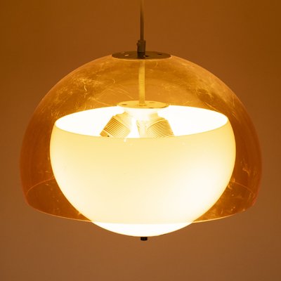 Orange and White Ball Pendant Lamp, 1970s-XMR-1784033