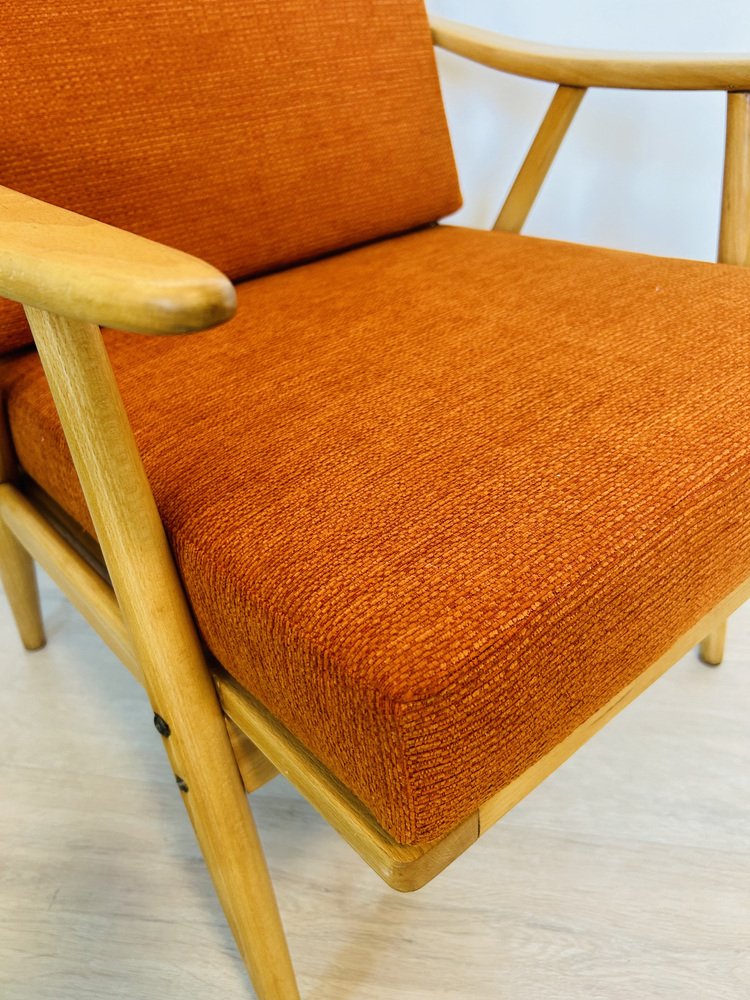 Orange Boomerang Armchair from Ton, Former Czechoslovakia, 1960s