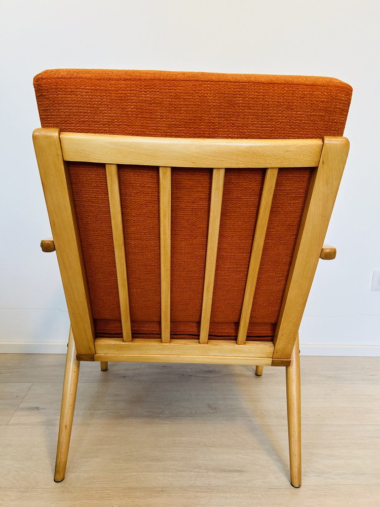 Orange Boomerang Armchair from Ton, Former Czechoslovakia, 1960s