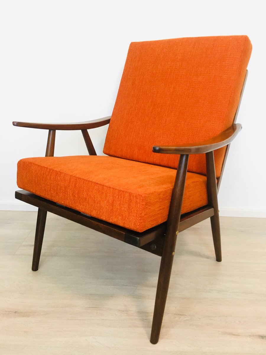 Orange Boomerang Armchairs from Ton, 1960s, Set of 2