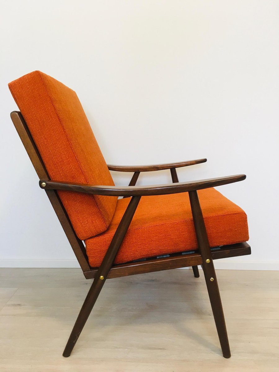 Orange Boomerang Armchairs from Ton, 1960s, Set of 2