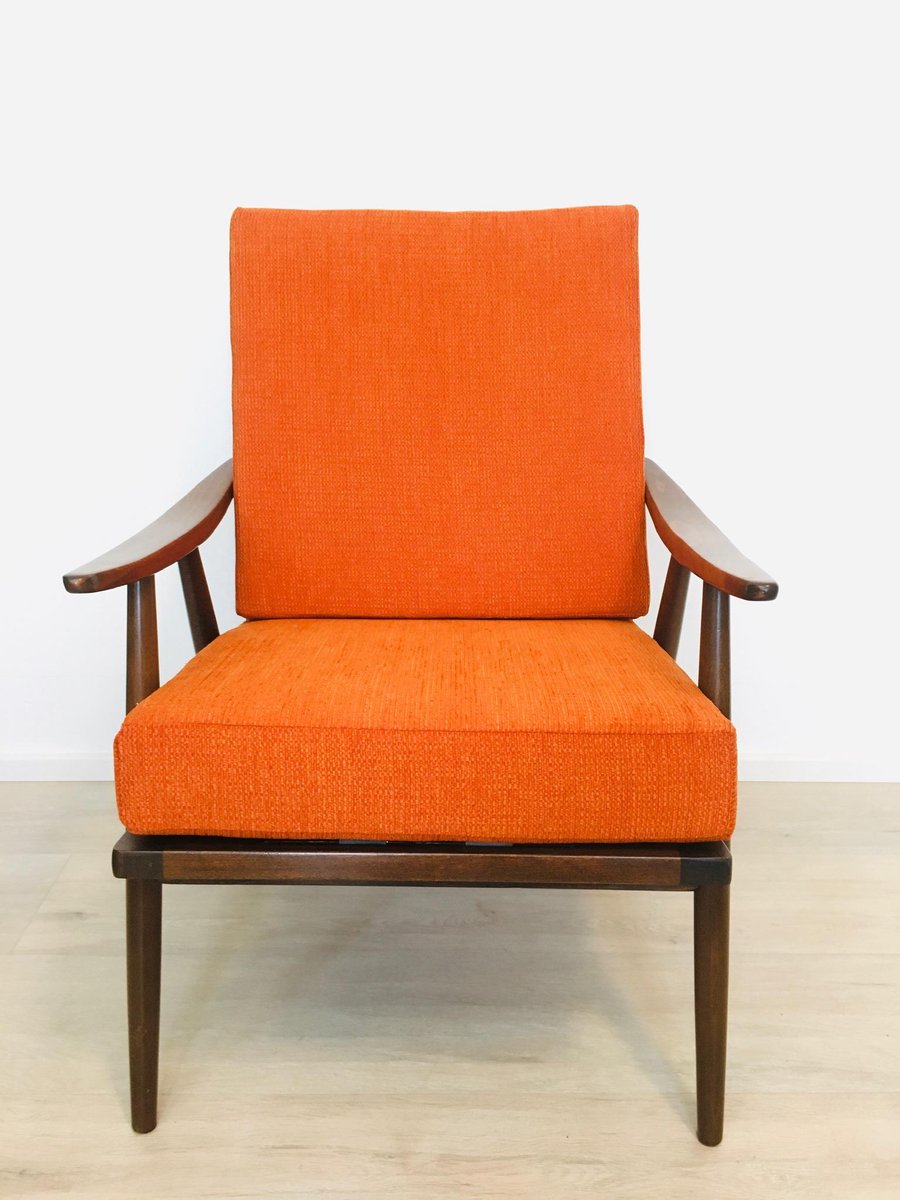 Orange Boomerang Armchairs from Ton, 1960s, Set of 2