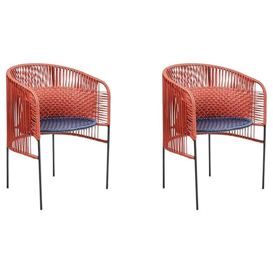 Orange Caribe Chic Dining Chairs by Sebastian Herkner, Set of 2