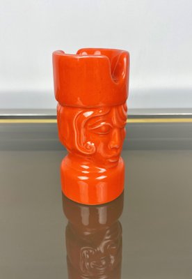 Orange Ceramic Chess Pieces Sculpture by Il Picchio, Italy, 1970s, Set of 5-LYQ-1171555