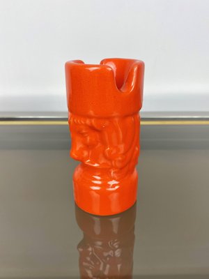 Orange Ceramic Chess Pieces Sculpture by Il Picchio, Italy, 1970s, Set of 5-LYQ-1171555