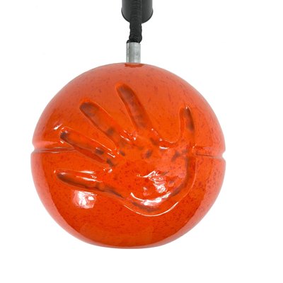 Orange Ceramic Hand Imprinted Chandelier Pendant from Il Picchio, Italy, 1970s-LYQ-1171702