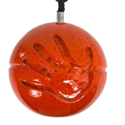 Orange Ceramic Hand Imprinted Chandelier Pendant from Il Picchio, Italy, 1970s-LYQ-1171702