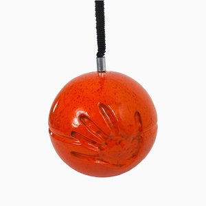 Orange Ceramic Hand Imprinted Chandelier Pendant from Il Picchio, Italy, 1970s-LYQ-1171702