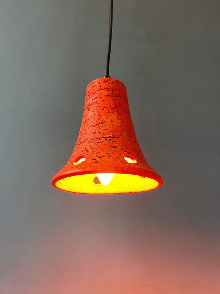 Orange Ceramic Pendant Lamps, Set of 2