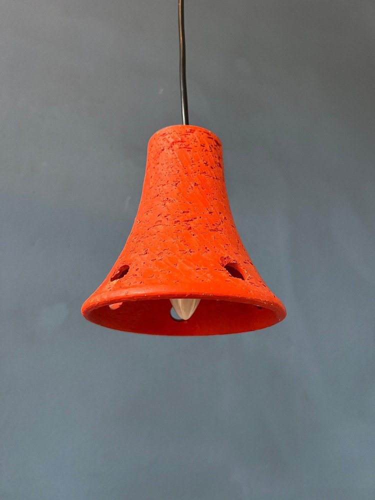 Orange Ceramic Pendant Lamps, Set of 2