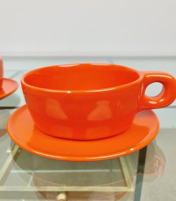 Orange Ceramic Tea Set by Liisi Beckmann for Gabbianelli, Italy, 1960s, Set of 6-LYQ-1171269