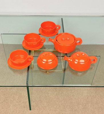 Orange Ceramic Tea Set by Liisi Beckmann for Gabbianelli, Italy, 1960s, Set of 6-LYQ-1171269