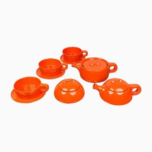 Orange Ceramic Tea Set by Liisi Beckmann for Gabbianelli, Italy, 1960s, Set of 6-LYQ-1171269