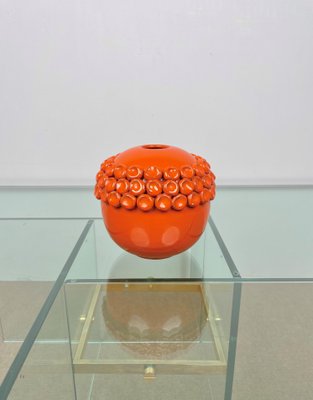 Orange Ceramic Vase by Enzo Bioli for Il Picchio, Italy, 1960s-LYQ-1171266