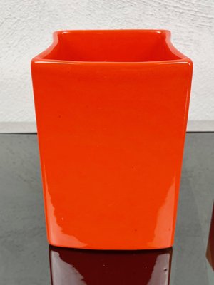 Orange Ceramic Vase by Franco Bettonica for Gabbianelli, Italy, 1970s, Set of 2-LYQ-1171392