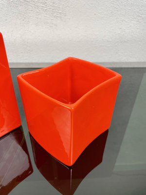 Orange Ceramic Vase by Franco Bettonica for Gabbianelli, Italy, 1970s, Set of 2-LYQ-1171392