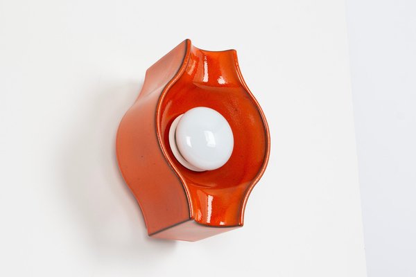 Orange Ceramic Wall Light by Cari Zalloni, 1970s-UGR-1783847