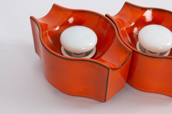 Orange Ceramic Wall Light by Cari Zalloni, 1970s-UGR-1783847