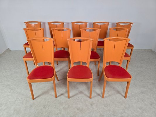 Orange Chairs by Joamin Baumann for Baumann, Paris, 1970s, Set of 12-DOA-2041774