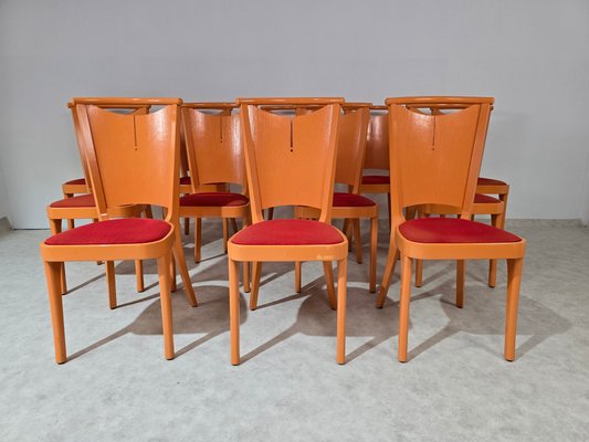 Orange Chairs by Joamin Baumann for Baumann, Paris, 1970s, Set of 12-DOA-2041774