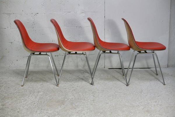 Orange Chairs by Ray and Charles Eames for Herman Miller Edition, 1960s, Set of 4-MAO-1764796