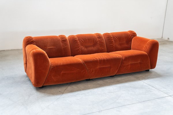 Orange Cinille Sofas, 1970s, Set of 2-KNM-1796066