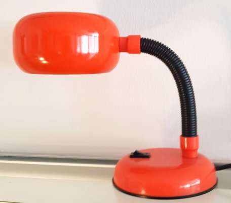 Orange Desk Lamp with Swan Neck, 1970s-QDP-1293417