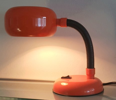 Orange Desk Lamp with Swan Neck, 1970s-QDP-1293417