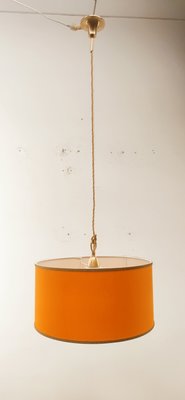 Orange Fabric Suspension Light with Gold Silk Cord-QLH-1175102