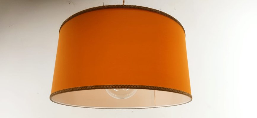 Orange Fabric Suspension Light with Gold Silk Cord-QLH-1175102