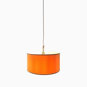 Orange Fabric Suspension Light with Gold Silk Cord-QLH-1175102