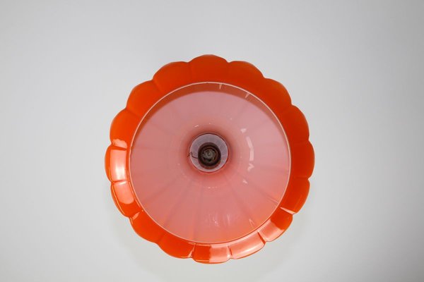 Orange Glass Ceiling Lamp by Peill & Putzler, 1960s-ZWH-910530