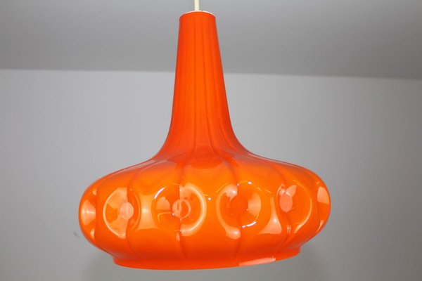 Orange Glass Ceiling Lamp by Peill & Putzler, 1960s-ZWH-910530