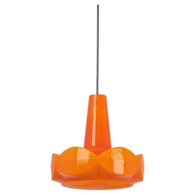 Orange Glass Pendant Light attributed to Peill Putzler, Germany, 1970s-UGR-1446851