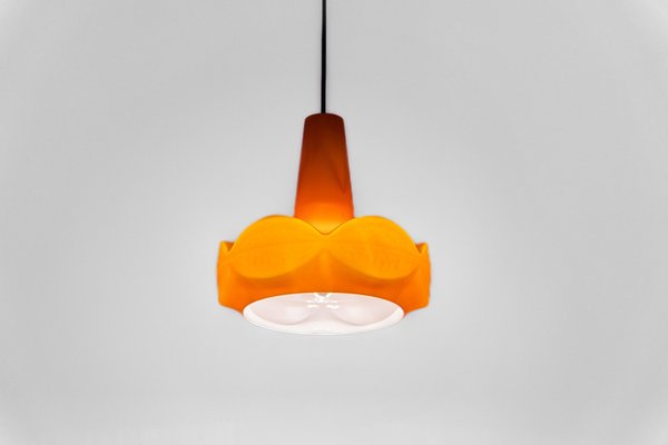 Orange Glass Pendant Light attributed to Peill Putzler, Germany, 1970s-UGR-1446851