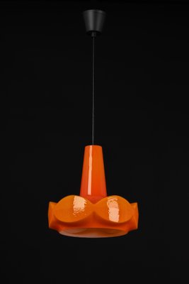 Orange Glass Pendant Light attributed to Peill Putzler, Germany, 1970s-UGR-1446851