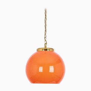 Orange Glass Pendant Light by Peill Putzler, Germany, 1970-UGR-1086321