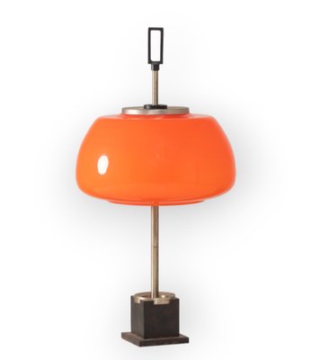 Orange Glass Table / Desk Lamp attributed to Oscar Torlasco for Lumi, 1960s-TXN-1762858