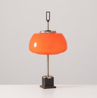 Orange Glass Table / Desk Lamp attributed to Oscar Torlasco for Lumi, 1960s-TXN-1762858