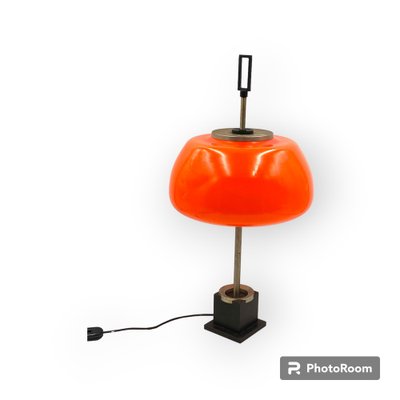 Orange Glass Table / Desk Lamp attributed to Oscar Torlasco for Lumi, 1960s-TXN-1762858