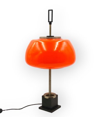 Orange Glass Table / Desk Lamp attributed to Oscar Torlasco for Lumi, 1960s-TXN-1762858