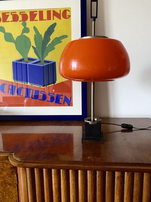 Orange Glass Table / Desk Lamp attributed to Oscar Torlasco for Lumi, 1960s-TXN-1762858