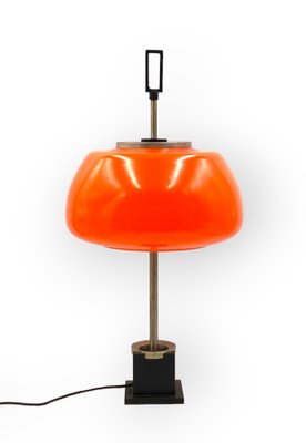 Orange Glass Table / Desk Lamp attributed to Oscar Torlasco for Lumi, 1960s-TXN-1762858